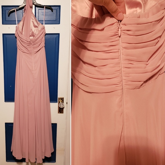 Lulu's Pink Chiffon Halter Gown - Medium - Picture 4 of 8